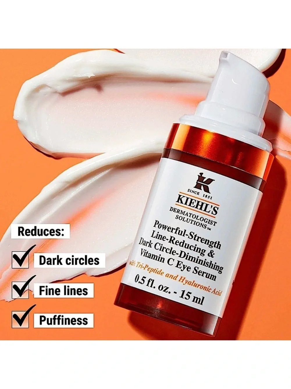 Kiehl's Powerful Strength Line Reducing & Dark Circle Vitamin C Eye Serum .5oz